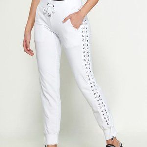 Blanc Noir Lace Up Cotton Fleece Jogger Pants MED
